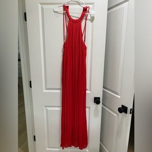 Vici Saralina Satin Halter Maxi Dress in Red
